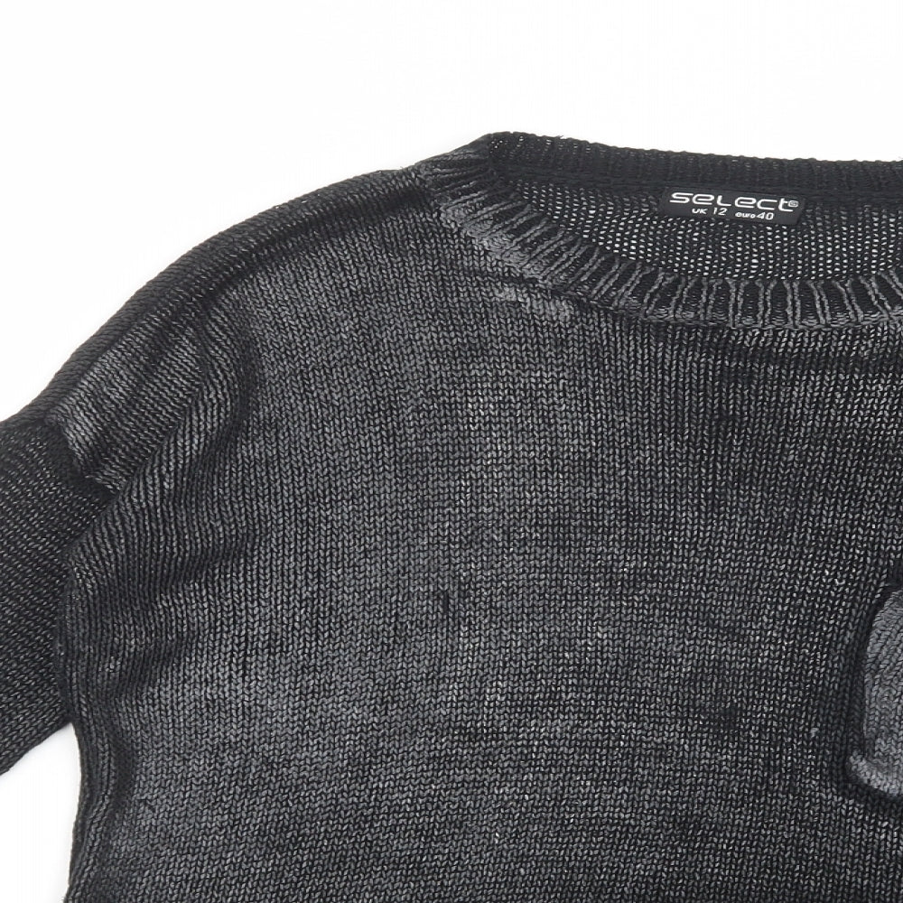 Select Womens Grey Crew Neck  Acrylic Pullover Jumper Size 12