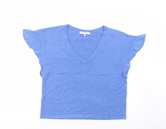 NEXT Womens Blue V-Neck  Acrylic Pullover Jumper Size M