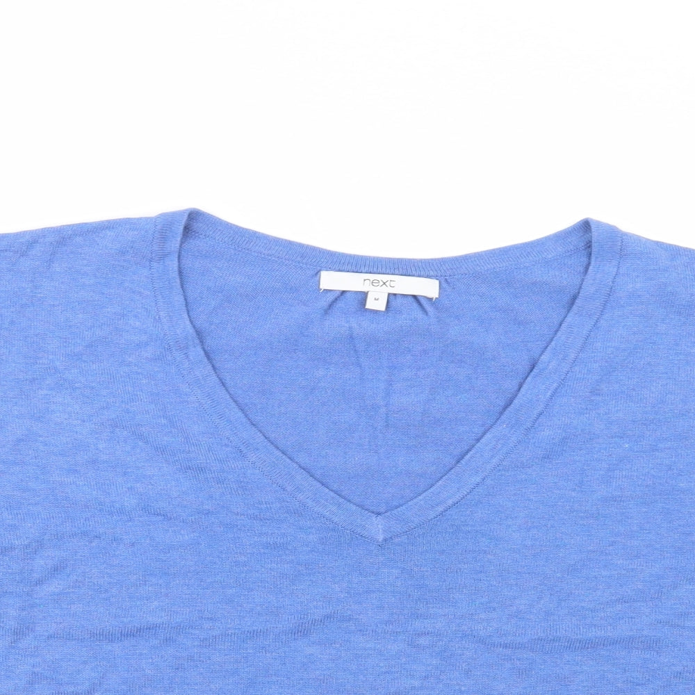 NEXT Womens Blue V-Neck  Acrylic Pullover Jumper Size M