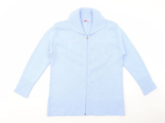 First Catch Womens Blue Collared  Acrylic Full Zip Jumper Size L