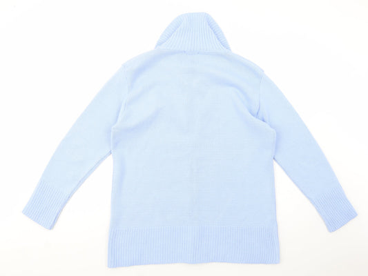 First Catch Womens Blue Collared  Acrylic Full Zip Jumper Size L