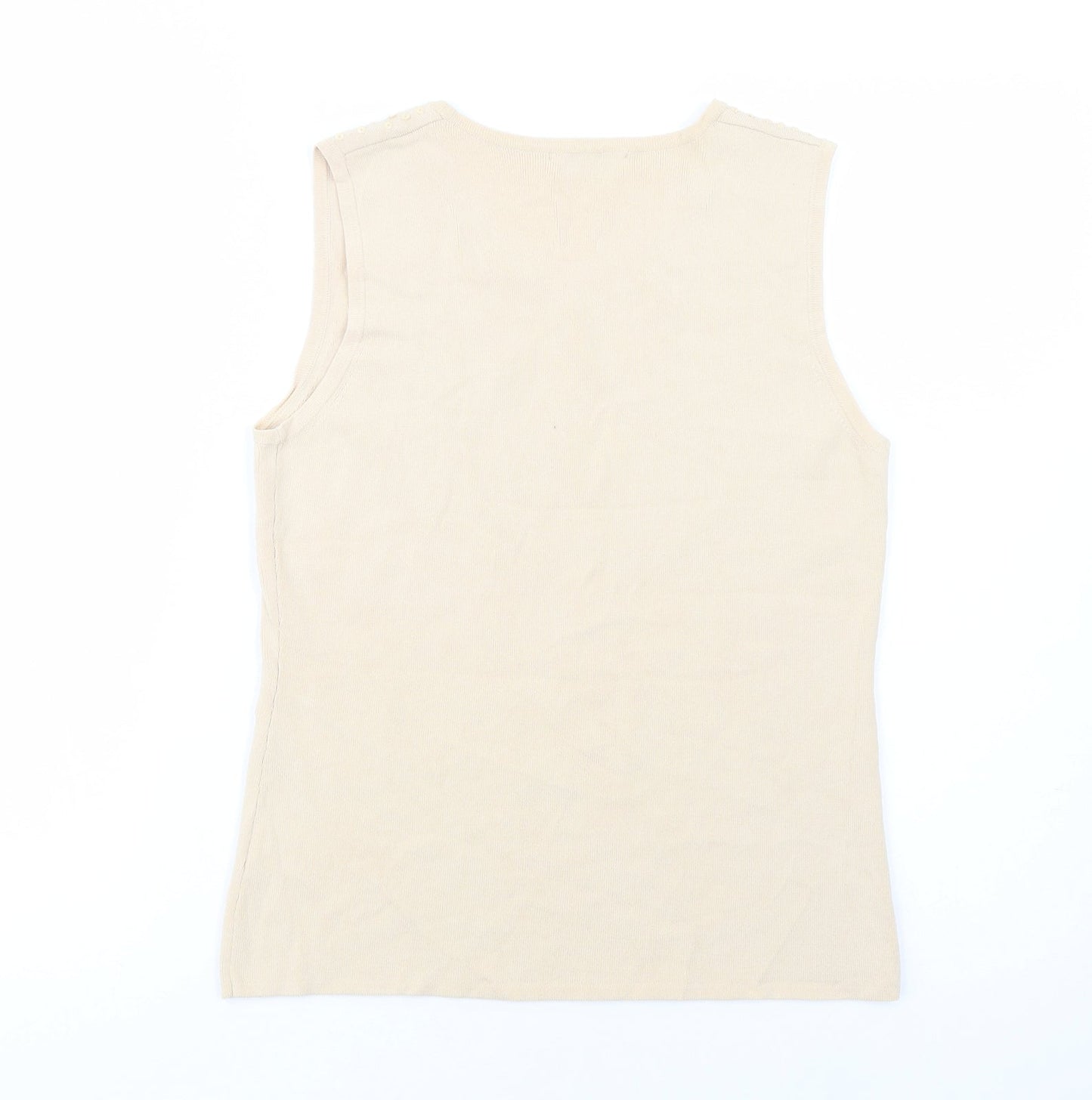 Papillon Rouge Womens Beige  Viscose Basic Blouse Size L Scoop Neck