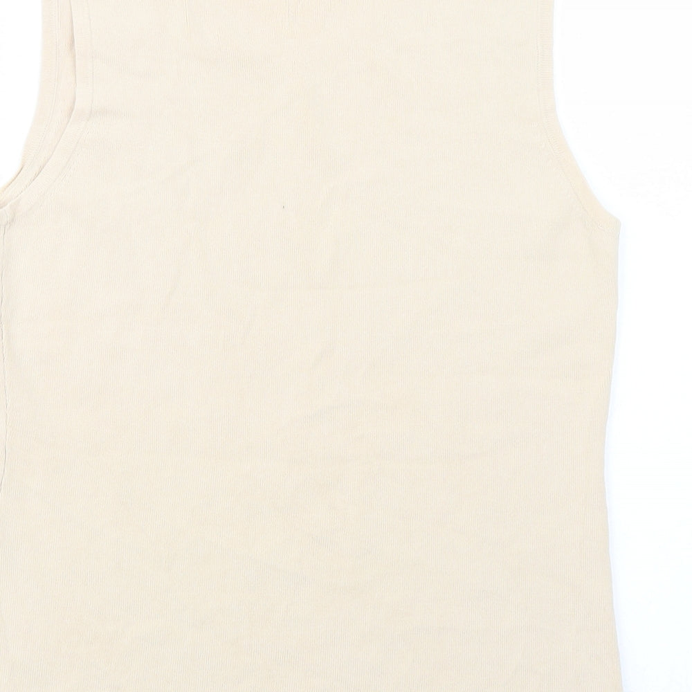 Papillon Rouge Womens Beige  Viscose Basic Blouse Size L Scoop Neck