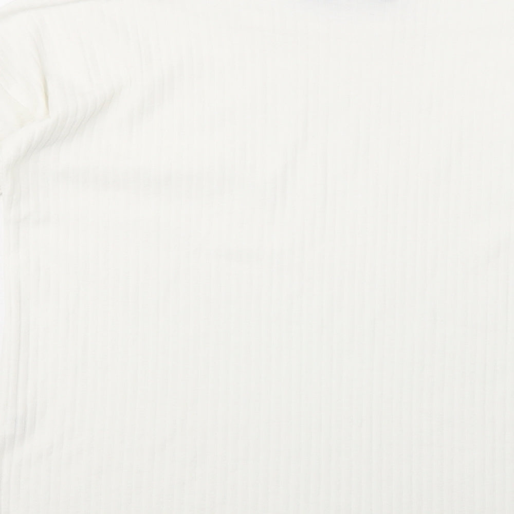 Boohoo Womens White Boat Neck  Polyester Pullover Jumper Size 10