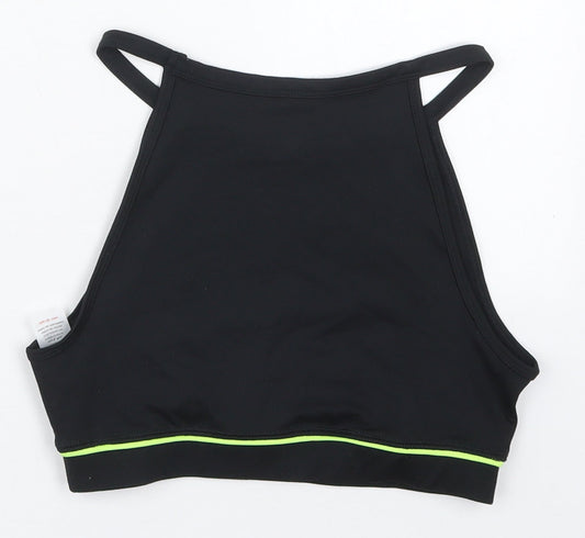 New Look Womens Black Geometric Polyester Cropped Tank Size S Halter Pullover