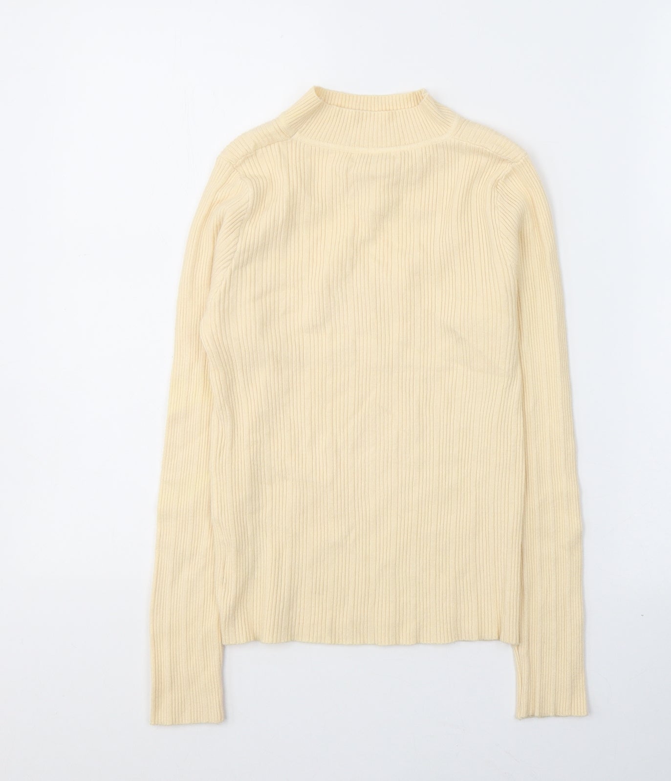 Cherry Koko Womens Beige  Elastane Jersey Blouse Size M High Neck