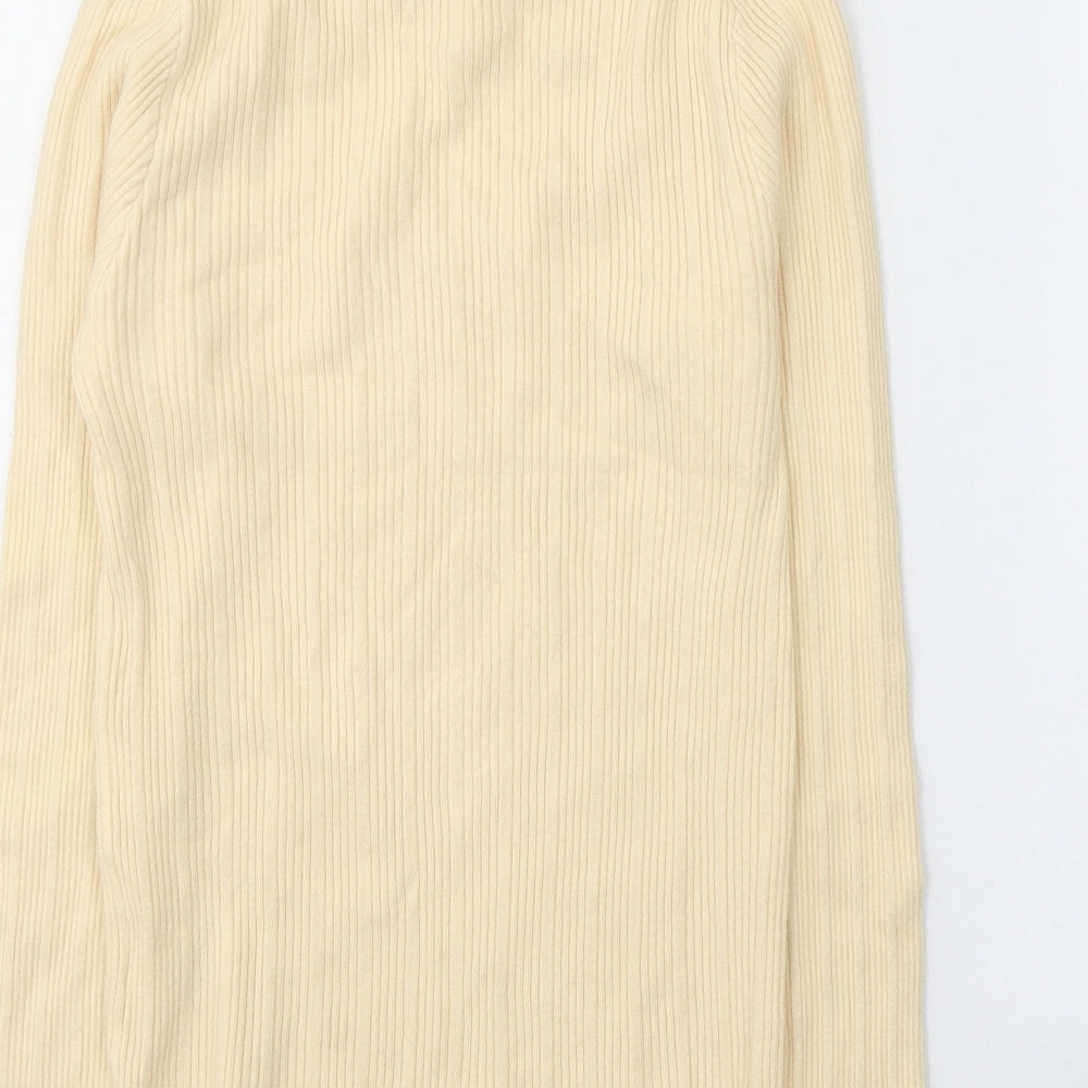 Cherry Koko Womens Beige  Elastane Jersey Blouse Size M High Neck