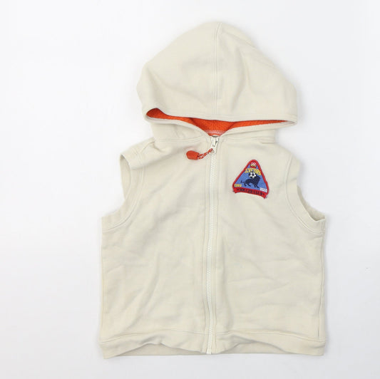 Gap Boys Beige  Cotton Vest Hoodie Size 3 Years  Zip - Football