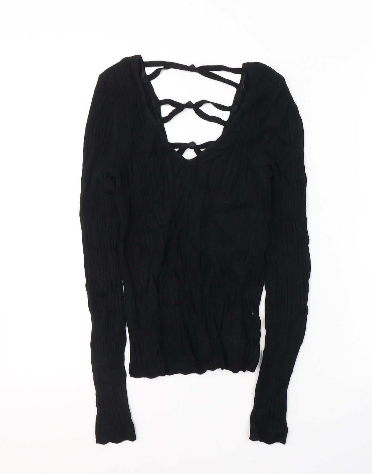 Miss Selfridge Womens Black  Viscose Basic Blouse Size 6 V-Neck