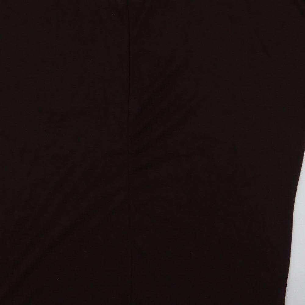Pep & Co Womens Brown  Polyester Jersey Blouse Size M Round Neck - Buttons on sleeves