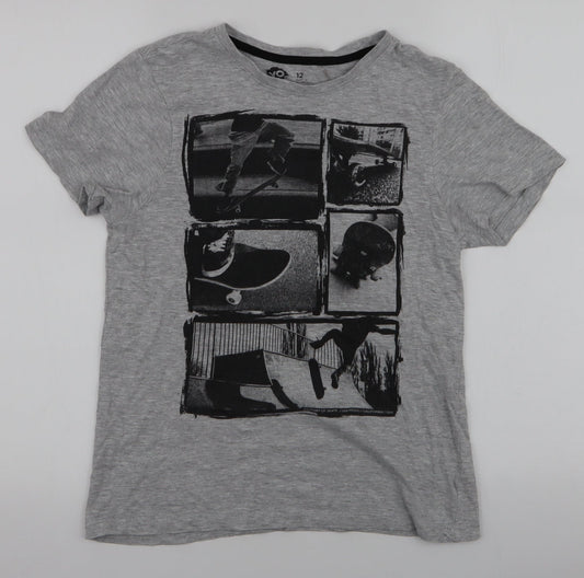 Yo Boys Grey  Cotton Jersey T-Shirt Size 12 Years Round Neck Pullover