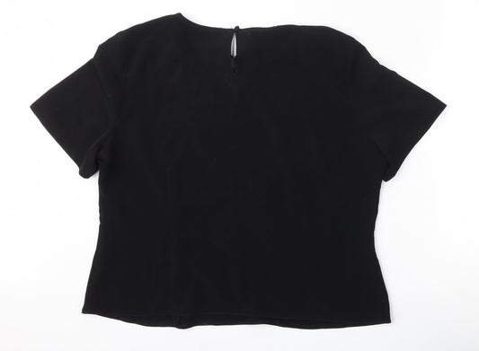 First Avenue Womens Black  Polyester Basic Blouse Size 20 Round Neck