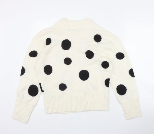 Marks and Spencer Womens Ivory Round Neck Polka Dot Acrylic Pullover Jumper Size S