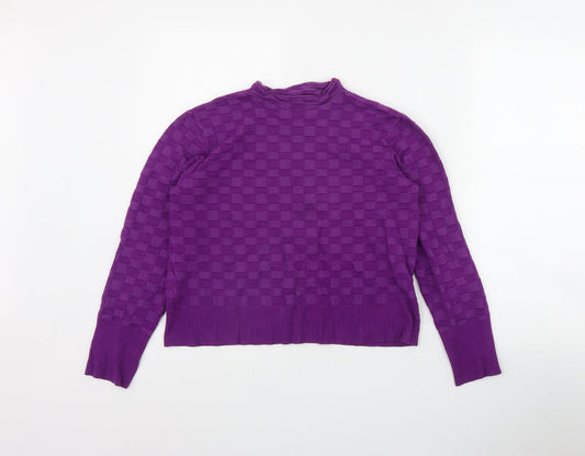 Warehouse Womens Purple Mock Neck  Viscose Pullover Jumper Size M