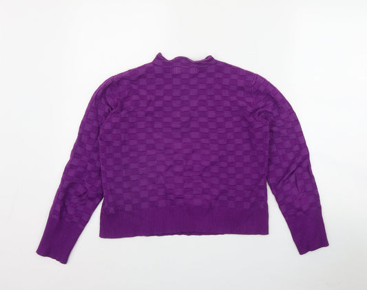 Warehouse Womens Purple Mock Neck  Viscose Pullover Jumper Size M