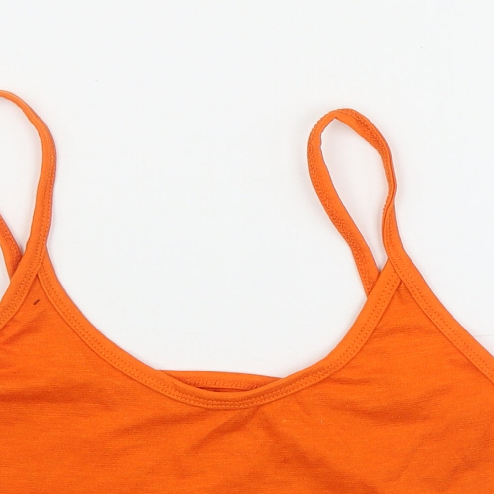 Preworn Womens Orange  Cotton Camisole Tank Size S Scoop Neck
