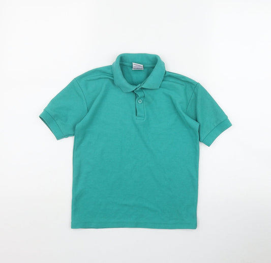 Russell Athletic Boys Green  Polyester Basic Polo Size 5-6 Years Collared Pullover