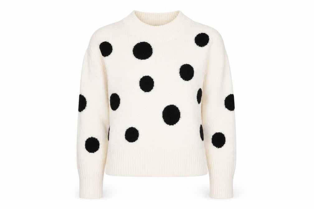 Marks and Spencer Womens Ivory Round Neck Polka Dot Acrylic Pullover Jumper Size S