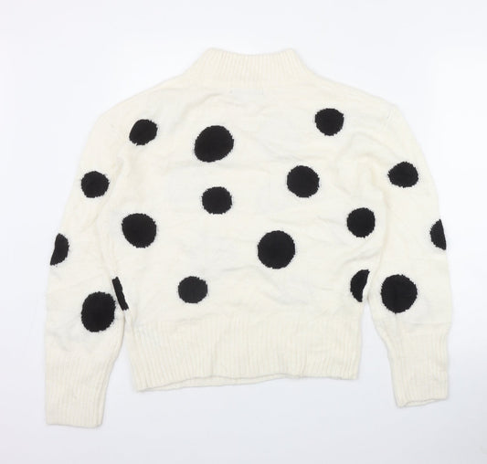 Marks and Spencer Womens Ivory Round Neck Polka Dot Acrylic Pullover Jumper Size S