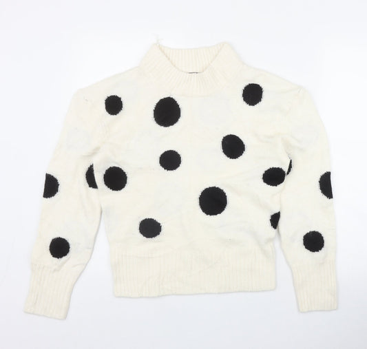 Marks and Spencer Womens Ivory Round Neck Polka Dot Acrylic Pullover Jumper Size XS