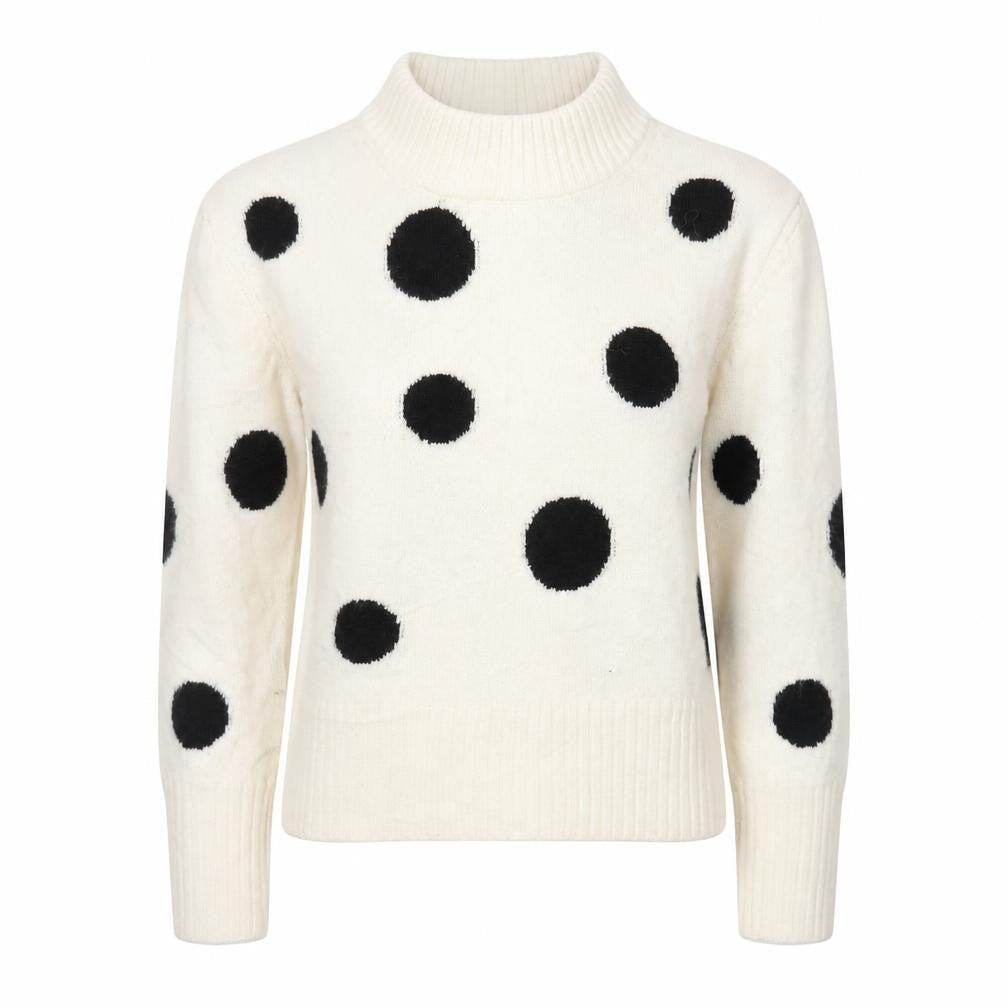 Marks and Spencer Womens Ivory Round Neck Polka Dot Acrylic Pullover Jumper Size XS