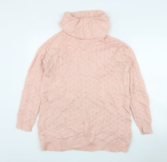 H&M Womens Pink Roll Neck  Acrylic Pullover Jumper Size XS