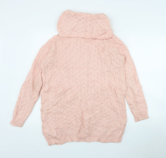 H&M Womens Pink Roll Neck  Acrylic Pullover Jumper Size XS