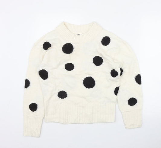 Marks and Spencer Womens Ivory Round Neck Polka Dot Acrylic Pullover Jumper Size XS