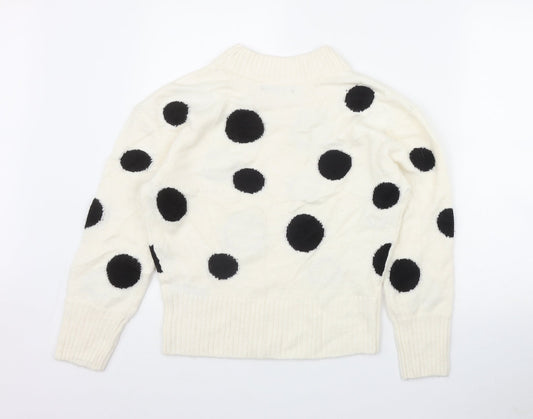Marks and Spencer Womens Ivory Round Neck Polka Dot Acrylic Pullover Jumper Size XS