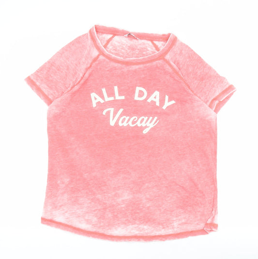 NEXT Womens Pink  Cotton Basic Polo Size 12 Round Neck - Slogan