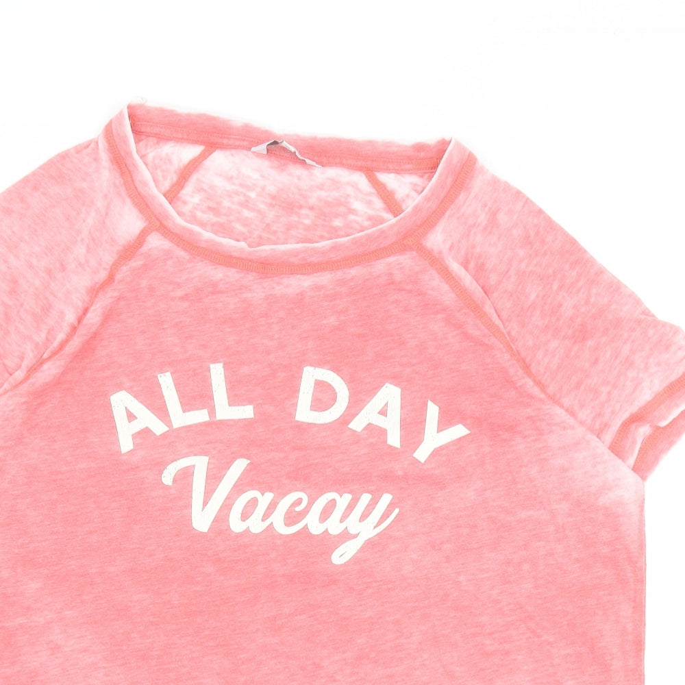 NEXT Womens Pink  Cotton Basic Polo Size 12 Round Neck - Slogan