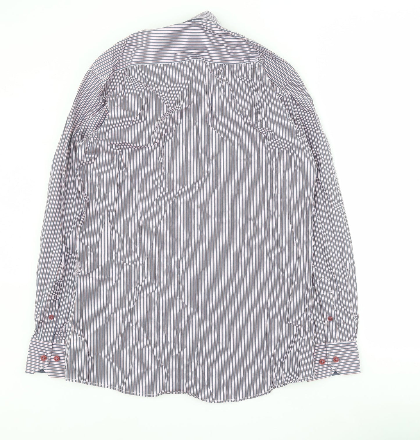 Daniel Rosso Mens Blue Striped Cotton  Button-Up Size M Collared Button