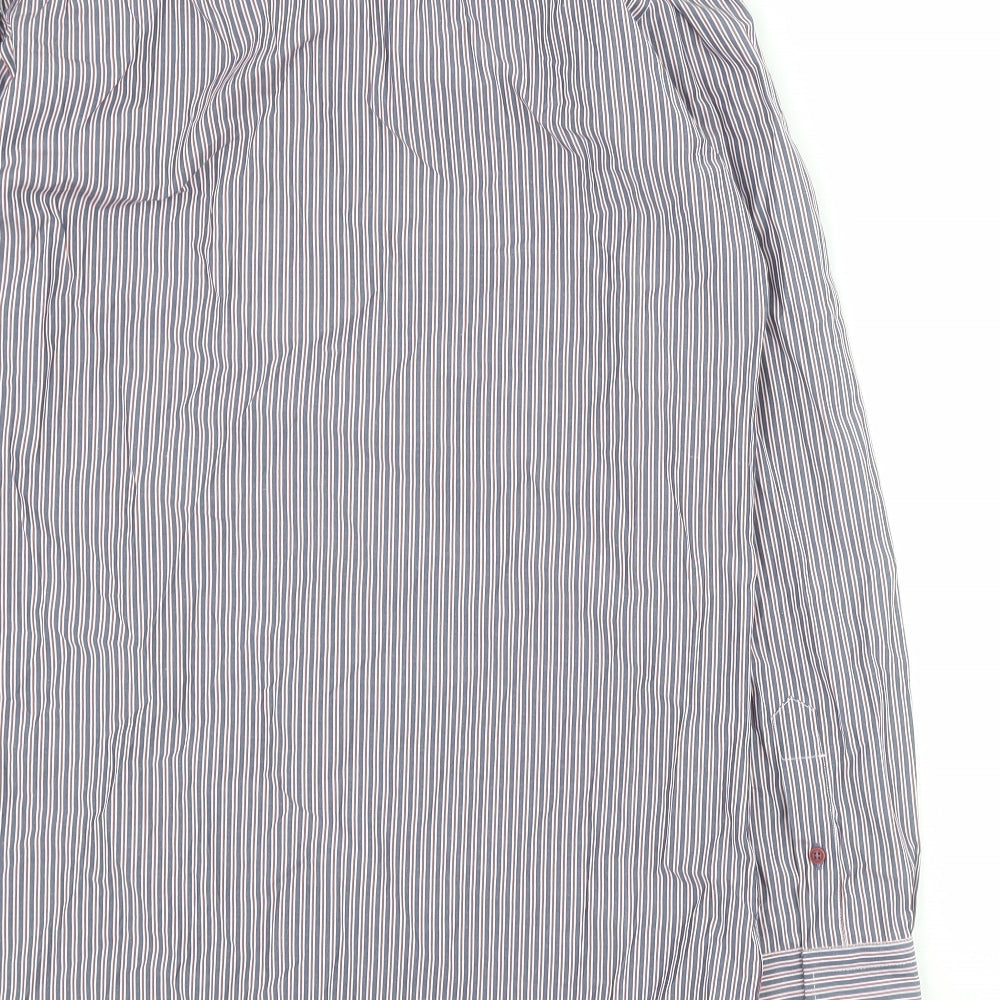 Daniel Rosso Mens Blue Striped Cotton  Button-Up Size M Collared Button