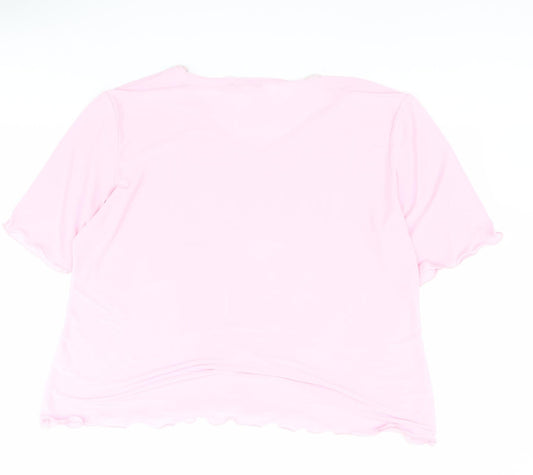 Must Womens Pink  Polyester Basic Blouse Size XL Round Neck