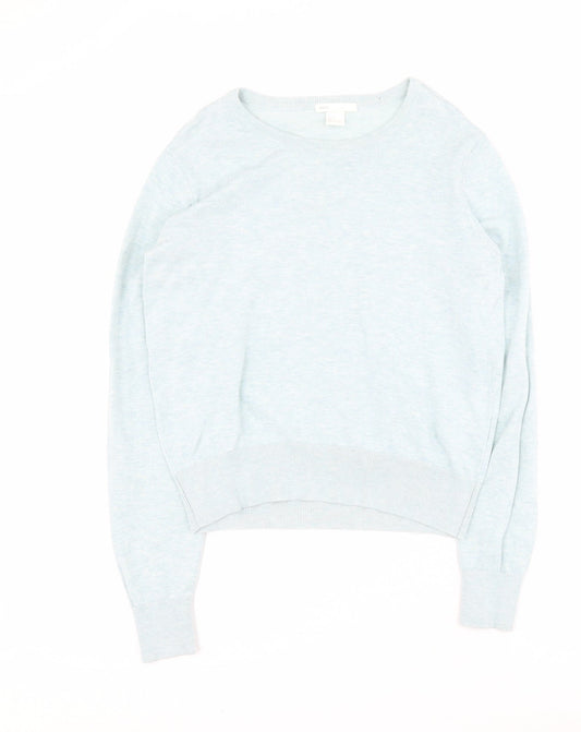 H&M Womens Blue Round Neck  Viscose Pullover Jumper Size S