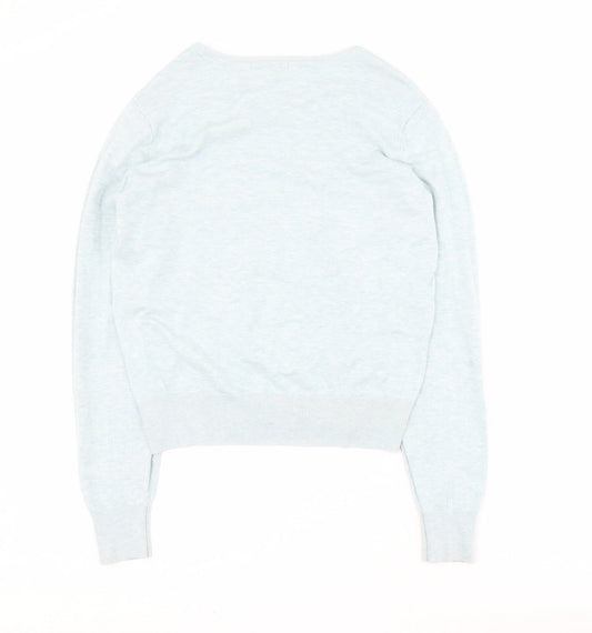 H&M Womens Blue Round Neck  Viscose Pullover Jumper Size S