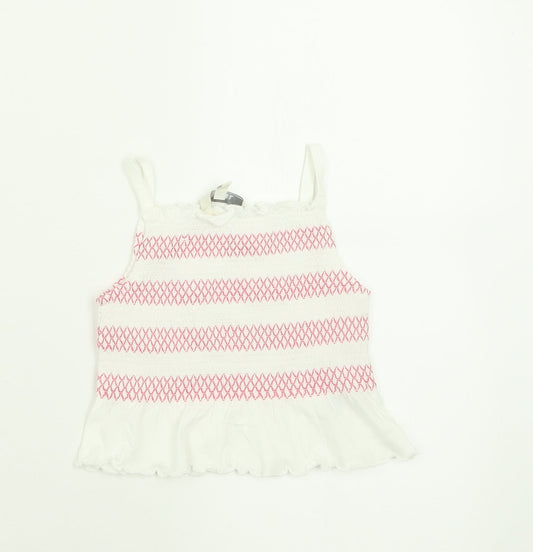 Evie Angel Girls Pink Striped Cotton Basic Tank Size 12-18 Months Square Neck Pullover