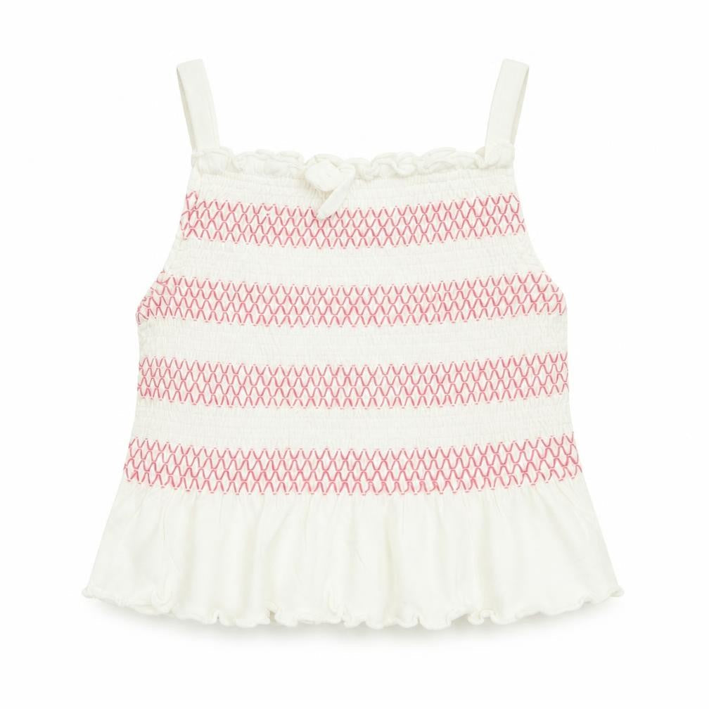 Evie Angel Girls Pink Striped Cotton Basic Tank Size 12-18 Months Square Neck Pullover