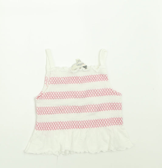 Evie Angel Girls Pink Striped Cotton Basic Tank Size 12-18 Months Square Neck Pullover