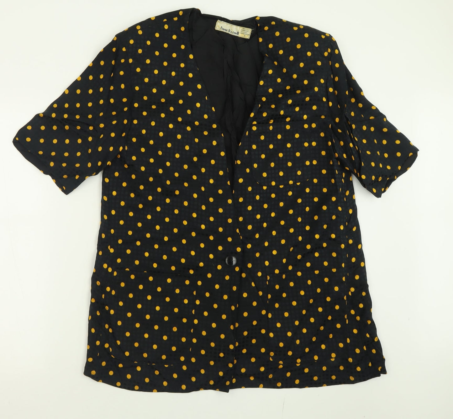 Anne Klein Womens Black Polka Dot  Jacket Blazer Size S  Button