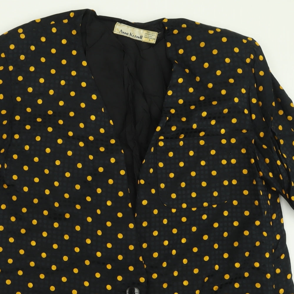 Anne Klein Womens Black Polka Dot  Jacket Blazer Size S  Button
