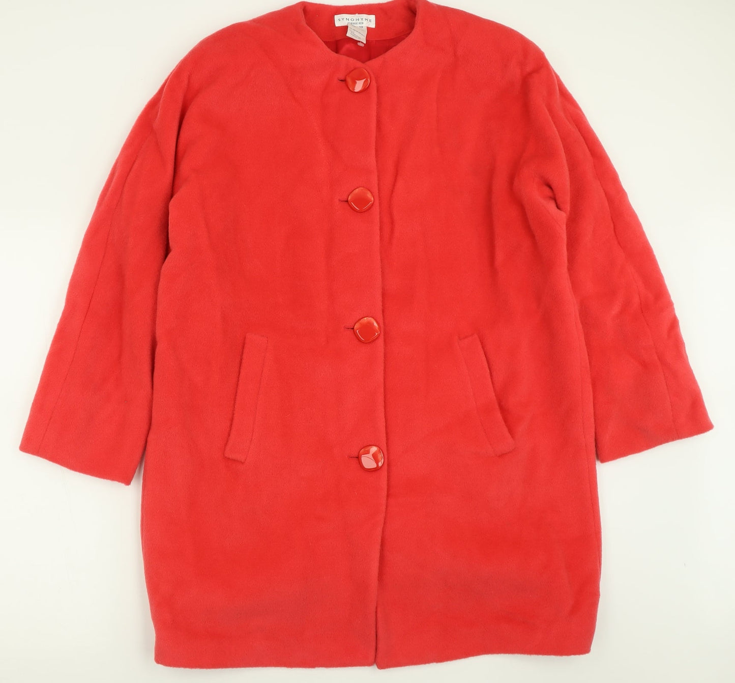 Synonyme Womens Red   Overcoat Coat Size 14  Button