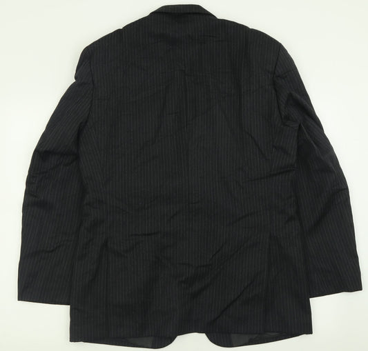 Debenhams Mens Black Striped Wool Jacket Suit Jacket Size 40