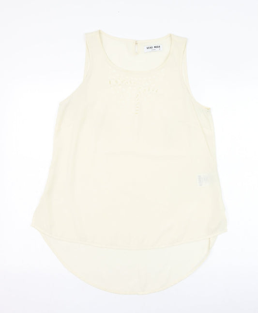 VERO MODA Womens Ivory  Polyester Basic Blouse Size M Round Neck