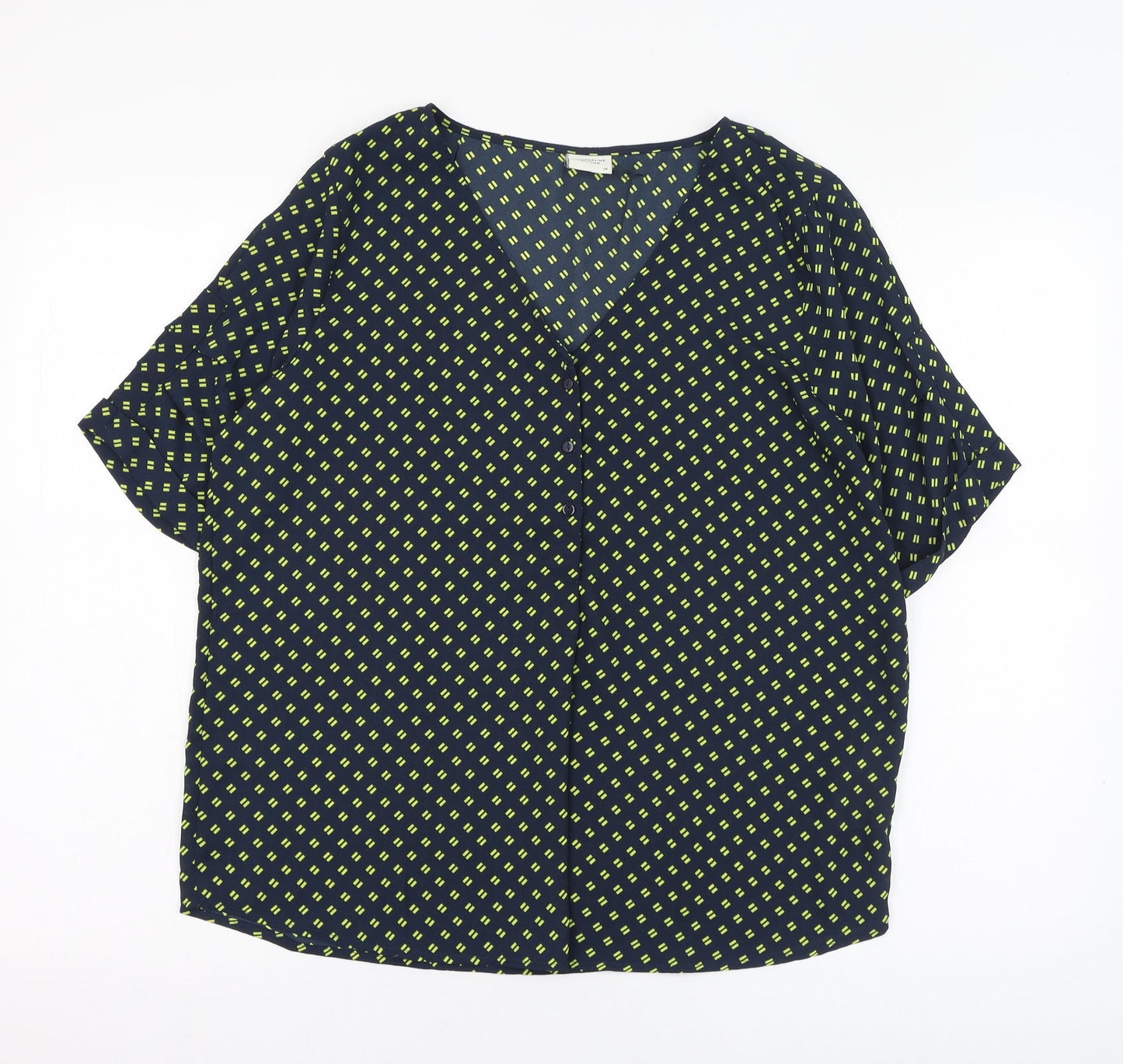 JACOUELINE de YONG Womens Black Geometric Polyester Basic Blouse Size 10 V-Neck