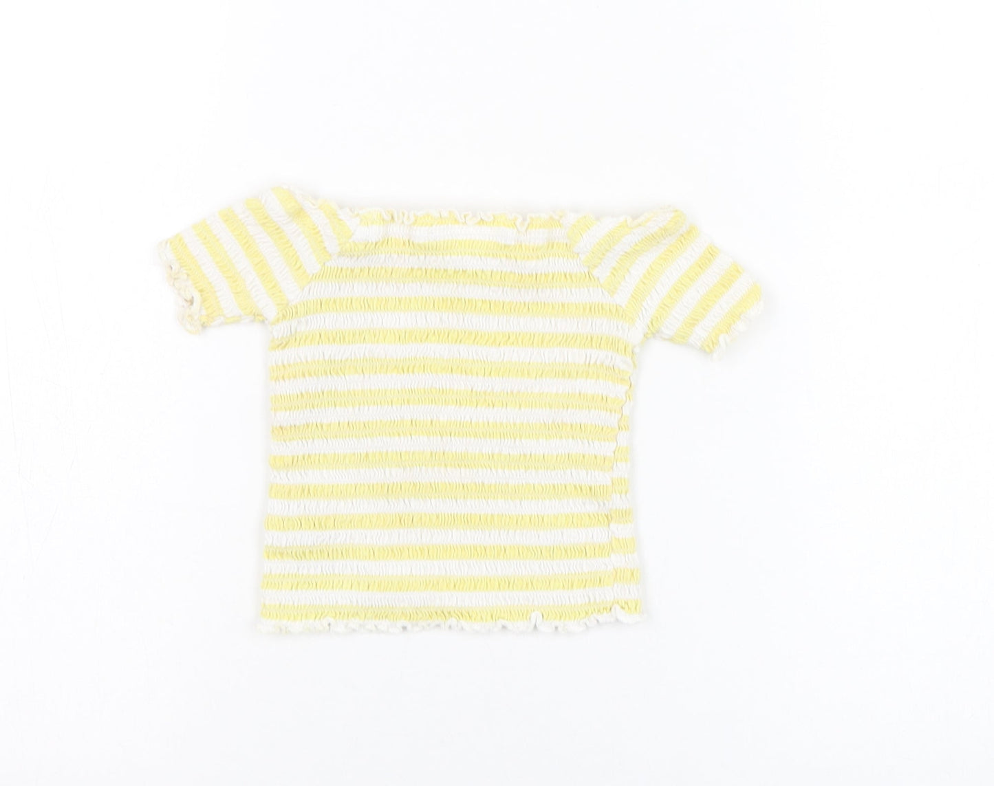 Primark Girls  Striped Cotton Basic T-Shirt Size 3-4 Years Square Neck Pullover