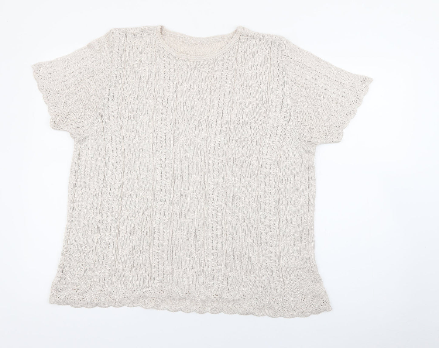 Berkertex Womens Beige Crew Neck  Acrylic Pullover Jumper Size 18