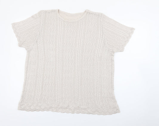 Berkertex Womens Beige Crew Neck  Acrylic Pullover Jumper Size 18