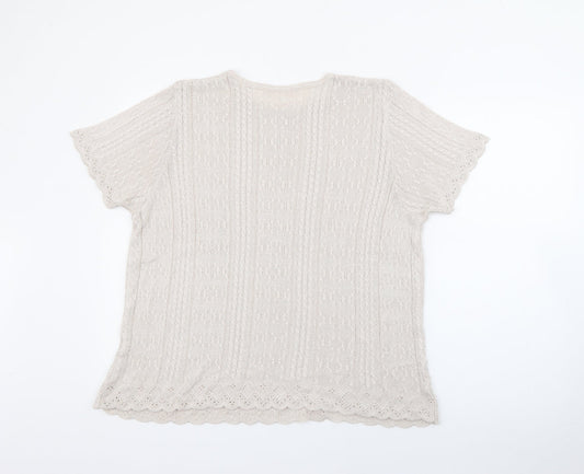 Berkertex Womens Beige Crew Neck  Acrylic Pullover Jumper Size 18