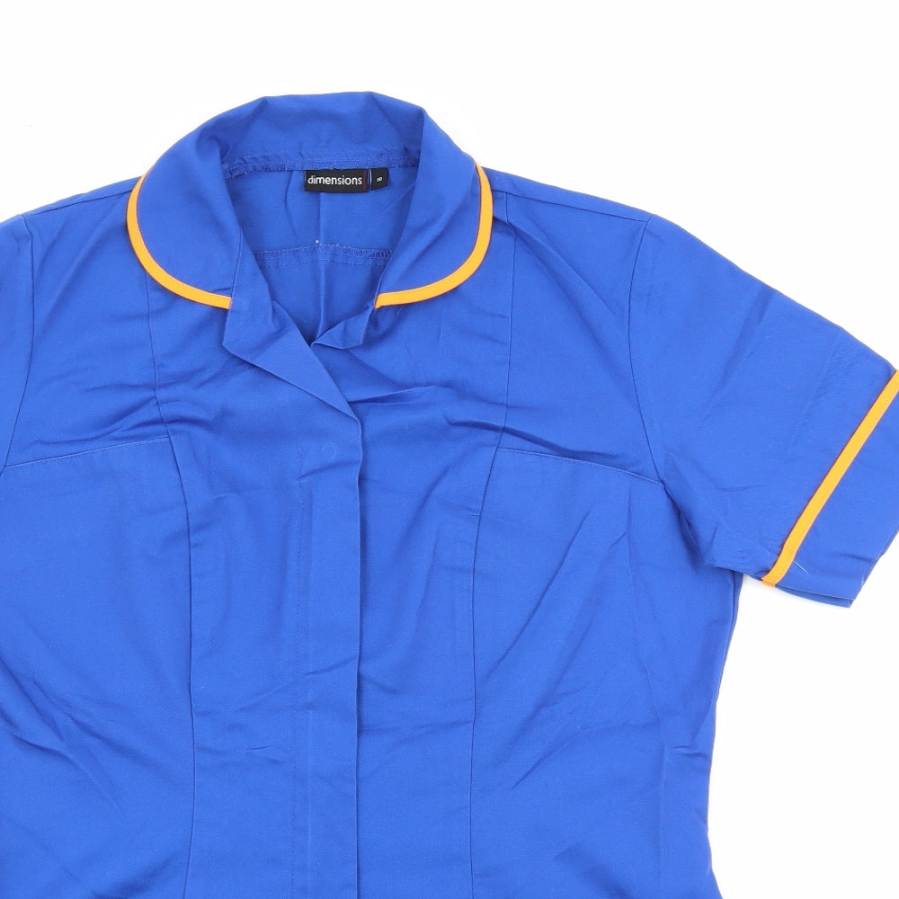 Dimensions Womens Blue  Cotton Tunic T-Shirt Size 10 Collared